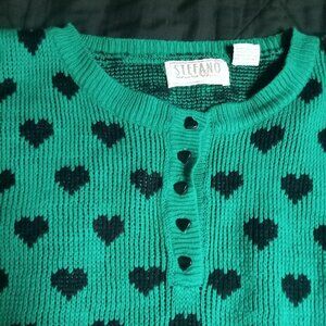 Vintage Stefano Hearts Pattern Knit Crewneck Sweater